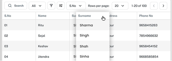 Sag Grid Row Drag Drop